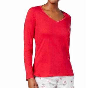 NEW CHARTER CLUB LUXURY women's scoop neck pajama top in red